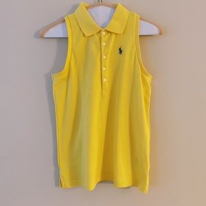 Yellow Sleeveless button down polo sleeveless tank